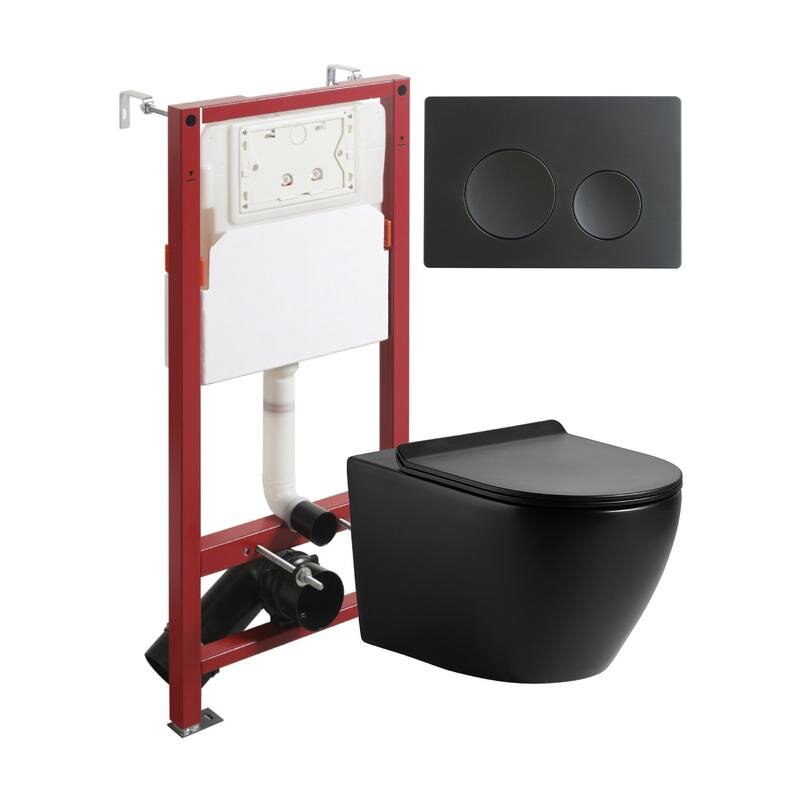 Изображение товара Подвесной безободковый унитаз Agger с инсталляцией черный матовый