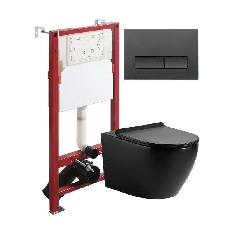 Изображение товара Подвесной безободковый унитаз Agger ATI03144+APB244 с микролифтом и двухрежимным смывом