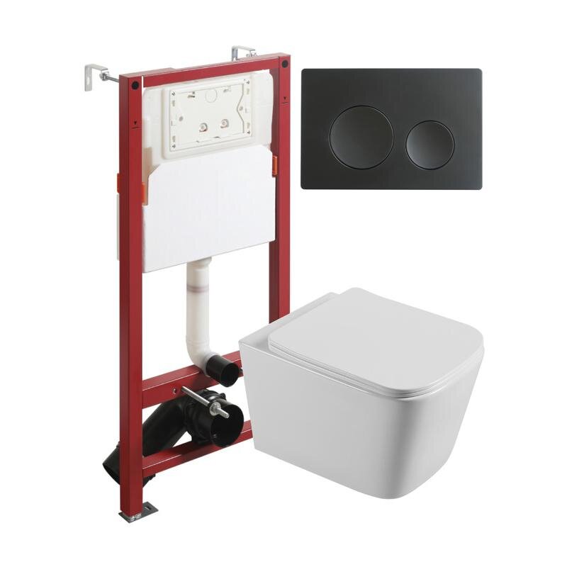 Изображение товара Инсталляция Agger ATI04100+APB144 для подвесного унитаза с кнопкой смыва и микролифтом