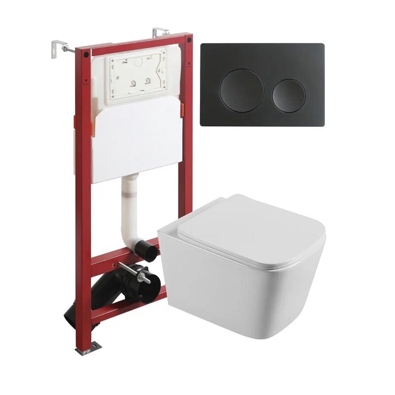 Изображение товара Инсталляция Agger ATI04100+APB144 для подвесного унитаза с кнопкой смыва и микролифтом