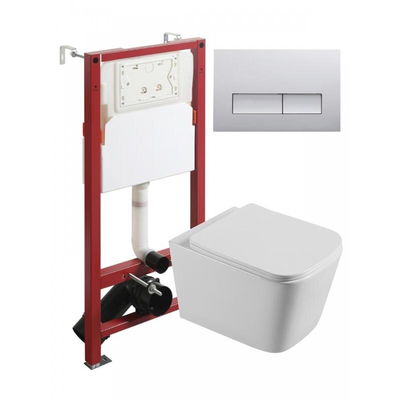 Изображение товара Инсталляция Agger ATI04100+APB200 с подвесным безободковым унитазом и кнопкой хром