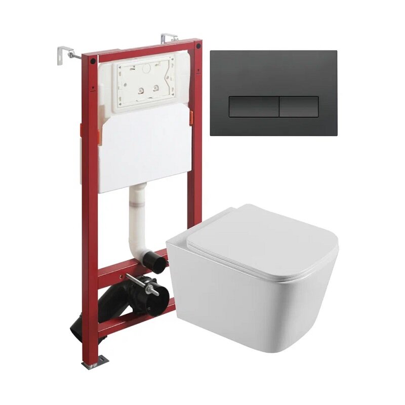 Изображение товара Инсталляция Agger ATI04100+APB244 с подвесным безободковым унитазом и фурнитурой