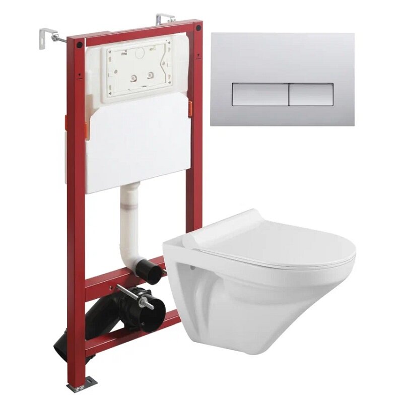 Изображение товара Инсталляция Agger ATI06100+APB200 с подвесным унитазом безободковым и мягким сиденьем