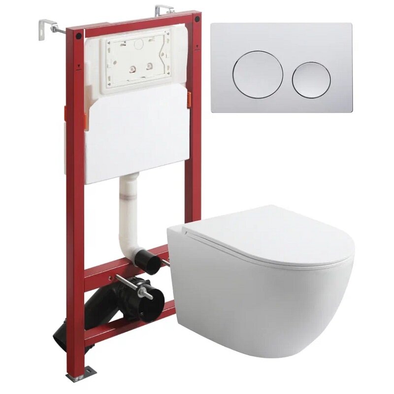 Изображение товара Инсталляция Agger ATI07150+APB100 с безободковым унитазом и сиденьем микролифт