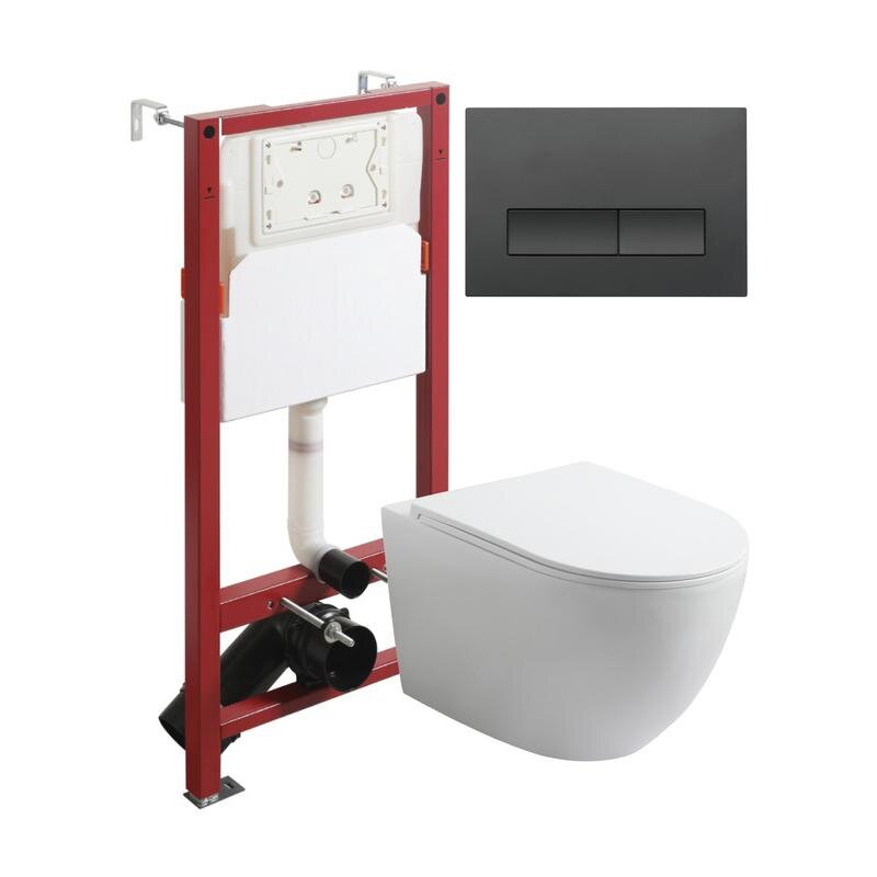 Изображение товара Подвесной безободковый унитаз Agger с инсталляцией и клавишей Торнадо