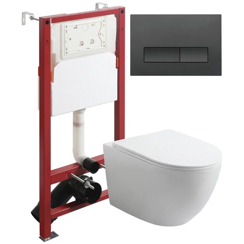 Изображение товара Подвесной безободковый унитаз Agger с инсталляцией и клавишей Торнадо