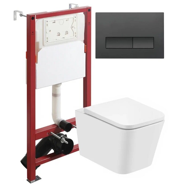 Изображение товара Установка для подвесного безободкового унитаза Agger ATI08100+APB244 с инсталляцией и сиденьем микр