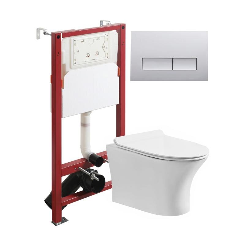 Изображение товара Инсталляция Orange CI01-100W с подвесным безободковым унитазом и хром кнопкой