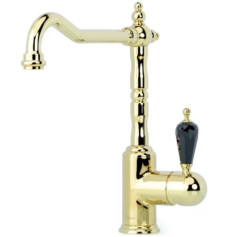 Изображение товара Смеситель Boheme Tradizionale Oro 102-BSW с черной ручкой Swarovski