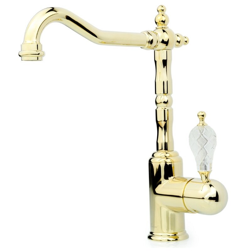 Изображение товара Смеситель Boheme Kitchen Tradizionale Oro 102-CRST золотой с ручкой кристалл Изображение товара Смеситель Boheme Kitchen Tradizionale Oro 102-CRST золотой с ручкой кристалл