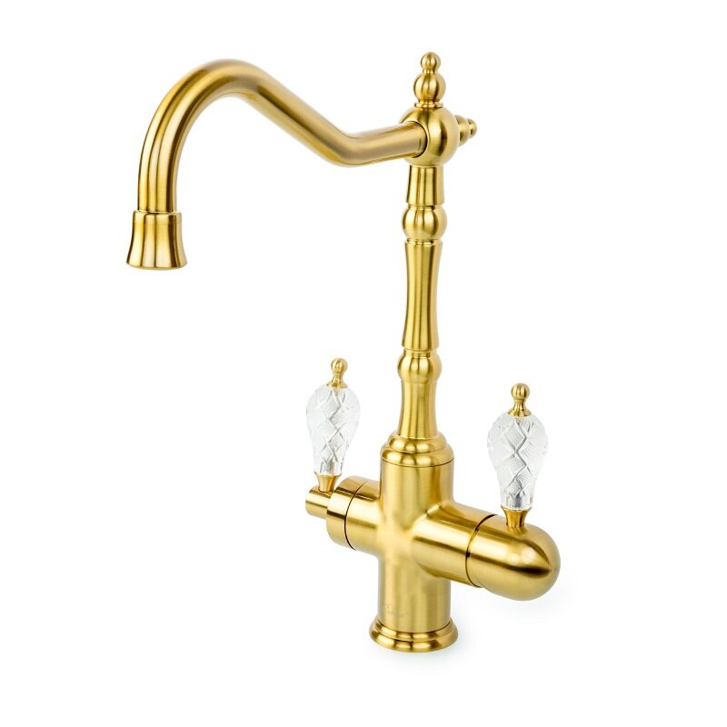 Изображение товара Смеситель для кухни Boheme Kitchen Medici Ripresa 111-CRST, с подключением к фильтру, цвет бронза с ручкой Crystal