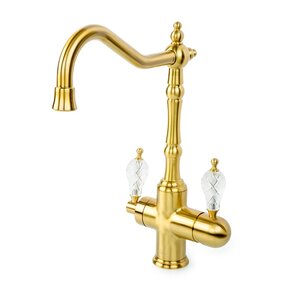 Изображение товара Смеситель для кухни Boheme Kitchen Medici Ripresa 111-CRST, с подключением к фильтру, цвет бронза с ручкой Crystal