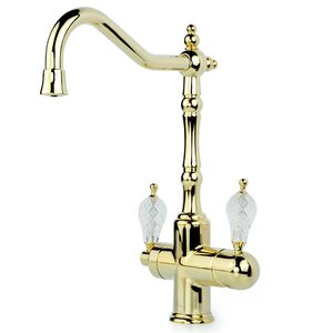 Изображение товара Смеситель для кухни Boheme Kitchen Tradizionale Oro 112-CRST с подключением к фильтру, цвет золото с ручкой Crystal