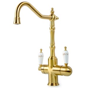 Изображение товара Смеситель для кухни Boheme Kitchen Medici Ripresa 111-PR с подключением к фильтру, цвет бронза ручка Provanse