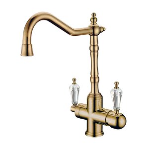 Изображение товара Смеситель для кухни Boheme Kitchen Medici Ripresa 111-SW с подключением к фильтру, цвет бронза ручка кристаллы Swarovski