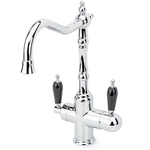 Изображение товара Смеситель для кухни Boheme Kitchen Tradizionale 113-BLC с подключением к фильтру, цвет хром ручка керамика черная