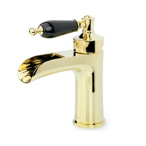 Изображение товара Смеситель для раковины Boheme Vogue 211-BLC золотого цвета с черной ручкой