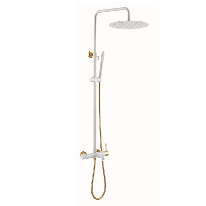 Изображение товара Душевая система Boheme Uno 468-WG с верхним и ручным душем, бело-золотая