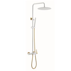 Изображение товара Душевая система Boheme Uno 468-WG с верхним и ручным душем, бело-золотая
