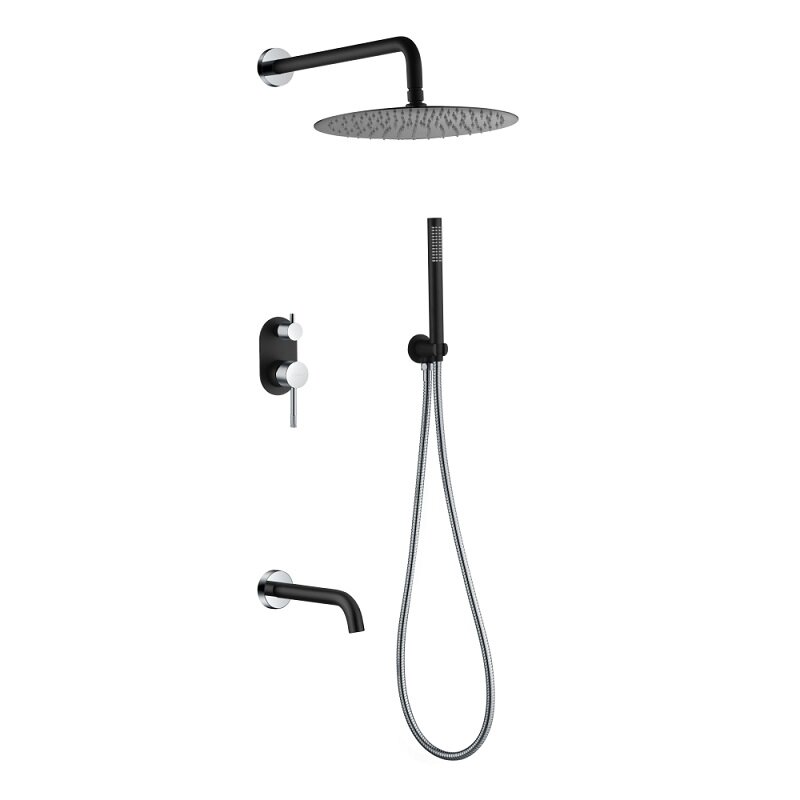 Изображение товара Душевая система Boheme Uno 464-2-BCR, с изливом, верхний душ, ручной душ, цвет черный/хром