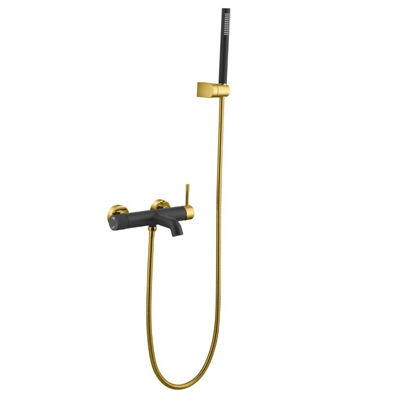Изображение товара Смеситель для ванны Boheme Uno 463-BG, с душевым гарнитуром, цвет черный/золото