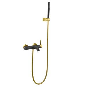 Изображение товара Смеситель для ванны Boheme Uno 463-BG черный золото с душевым гарнитуром