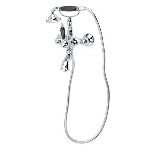 Изображение товара Смеситель для ванны Boheme Tradizionale 263-BLC, с душевым гарнитуром, цвет хром ручка керамика черная