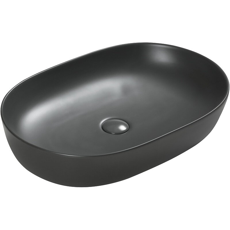Изображение товара Раковина SantiLine SL-1017DG 60 см из фаянса для ванной накладная темно-серый матовый