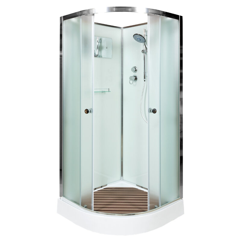 Изображение товара Душевая кабина AvaCan D09, 90 x 90 см, низкий поддон, без крыши, стекло матовое, профиль хром, 98175