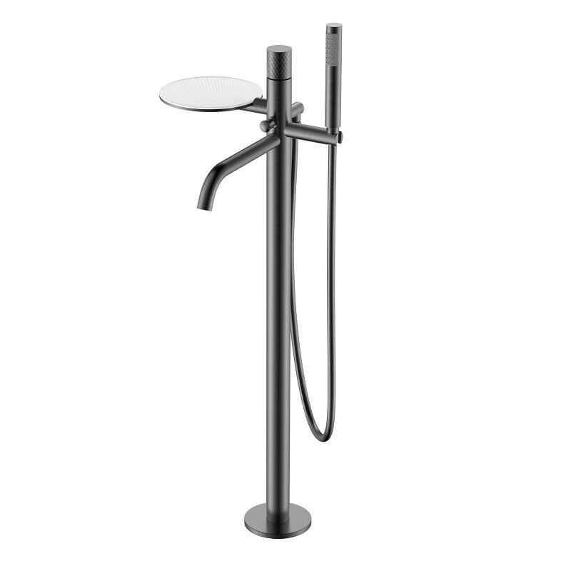 Изображение товара Смеситель для ванны и душа Boheme Stick 129-GM, цвет графит Gun Metal c ручкой Diamond