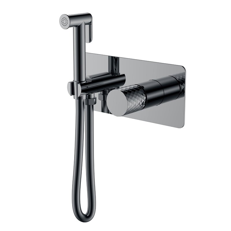Изображение товара Гигиенический душ Boheme Stick, 127-SGM, со смесителем, графит Shine Gun Metal c ручкой Diamond