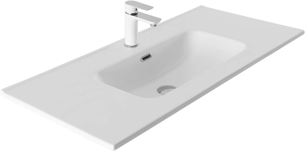 Изображение товара Раковина Aquanet Flat 100 см из фарфора с прямоугольной формой и матовым покрытием