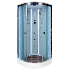 Изображение товара Душевая кабина AvaCan EM1590LED+GM, 90 x 90 см, с крышей, с гидромассажем, LED-подсветка, низкий поддон, стекло с рисунком, профиль хром, 98280