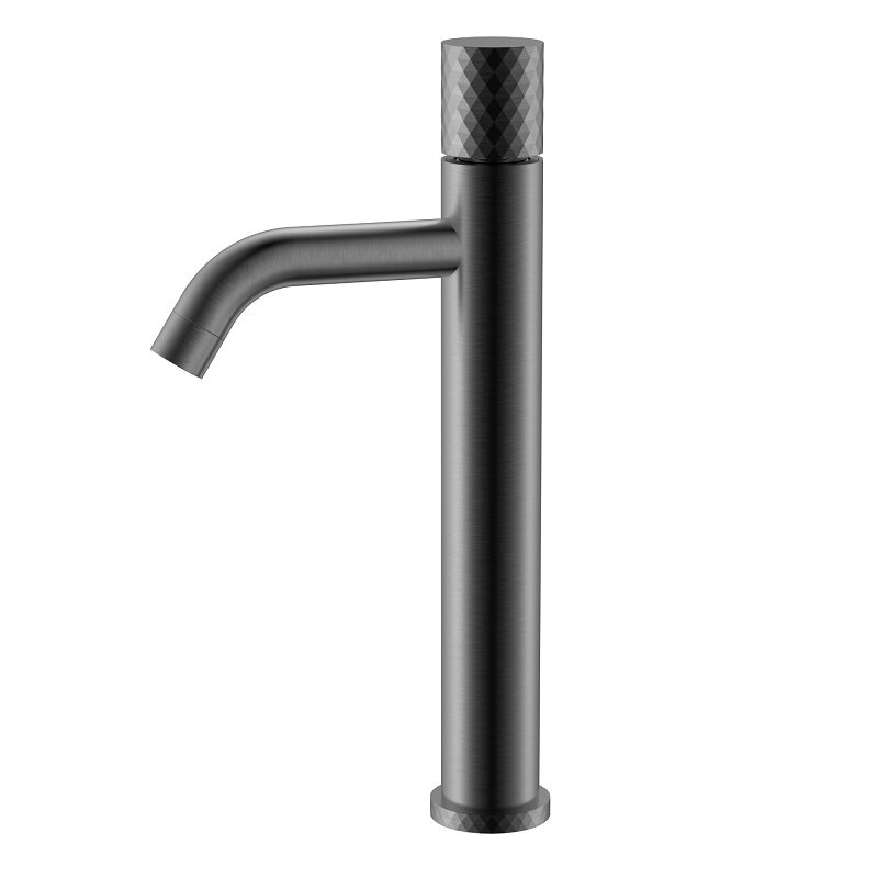Изображение товара Смеситель для раковины Boheme Stick 122-GM,  высокий, цвет графит Gun Metal c ручкой Diamond