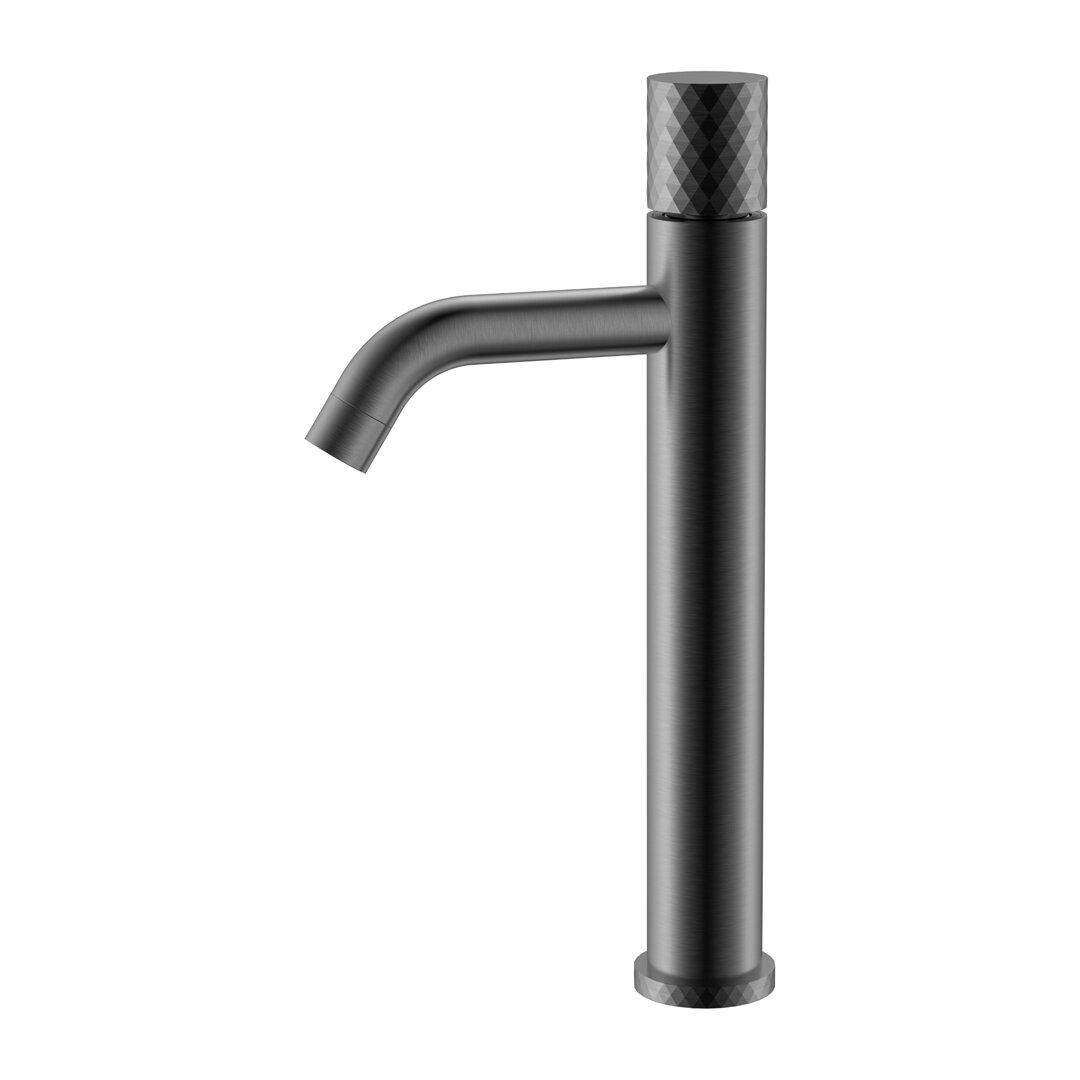 Изображение товара Смеситель для раковины Boheme Stick 122-GM, высокий, цвет графит Gun Metal c ручкой Diamond