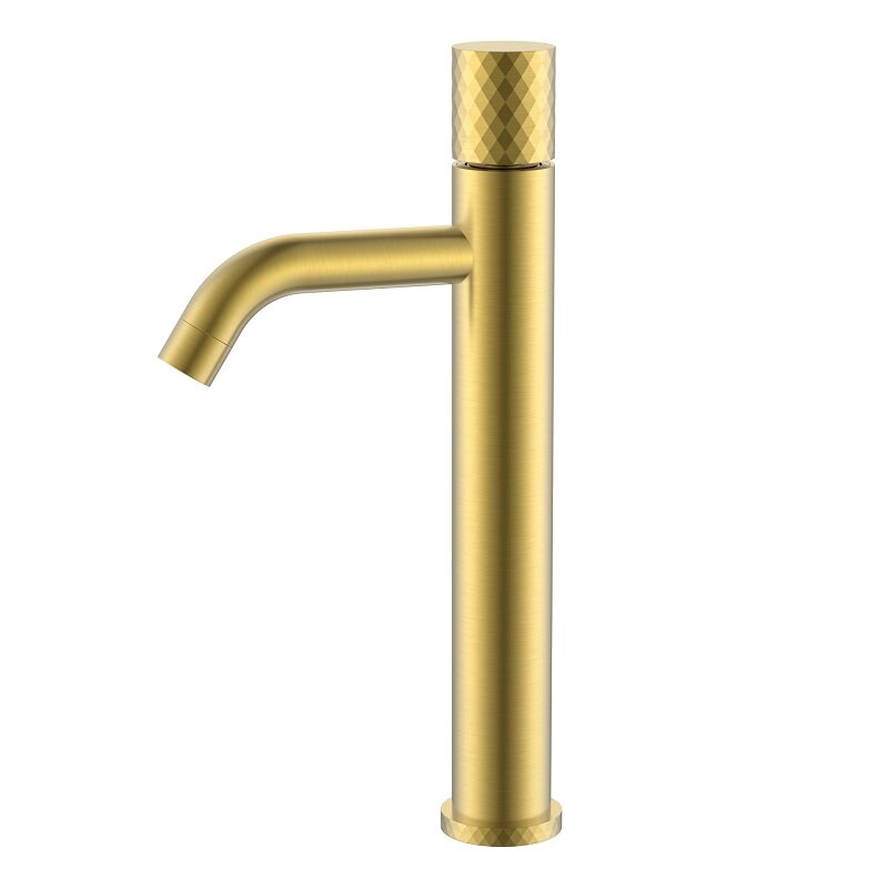 Изображение товара Смеситель для раковины Boheme Stick 122-MG, высокий, цвет золото матовое c ручкой Diamond
