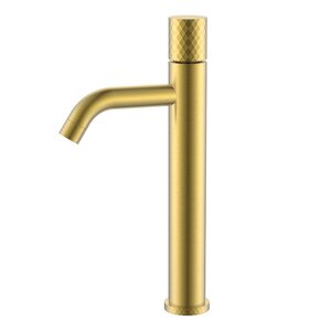 Изображение товара Смеситель для раковины Boheme Stick 122-MG, высокий, цвет золото матовое c ручкой Diamond