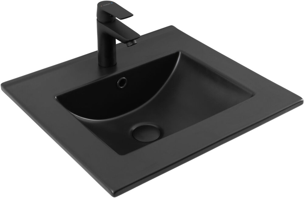 Изображение товара Раковина Aquanet Flat 50 см из фарфора черная матовая с переливом