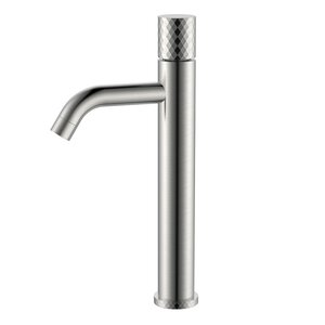 Изображение товара Смеситель для раковины Boheme Stick 122-NB, высокий, цвет никель брашированный c ручкой Diamond