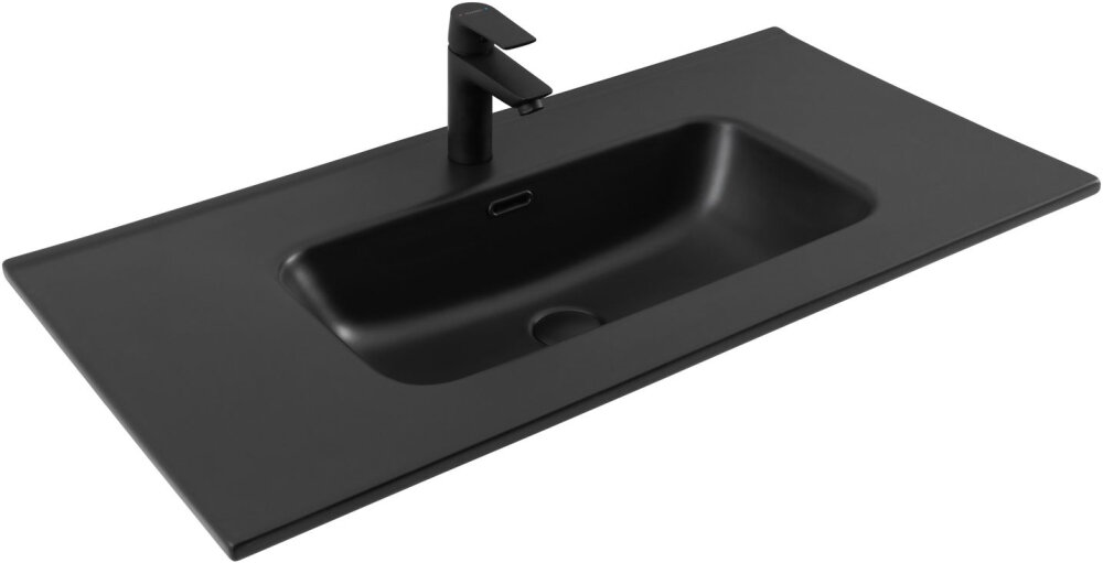 Изображение товара Раковина Aquanet Flat 00329256 90 см фарфор черная матовая полу встроенная