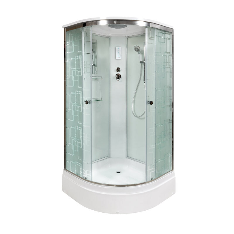 Изображение товара Душевая кабина AvaCan EM2710EL 100x100 см с крышей, стекло с узором, хром профиль