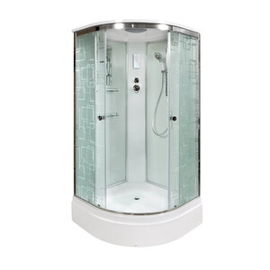 Изображение товара Душевая кабина AvaCan EM2710EL, 100 x 100 см, с крышей, средний поддон, стекло с рисунком, профиль хром, 98472