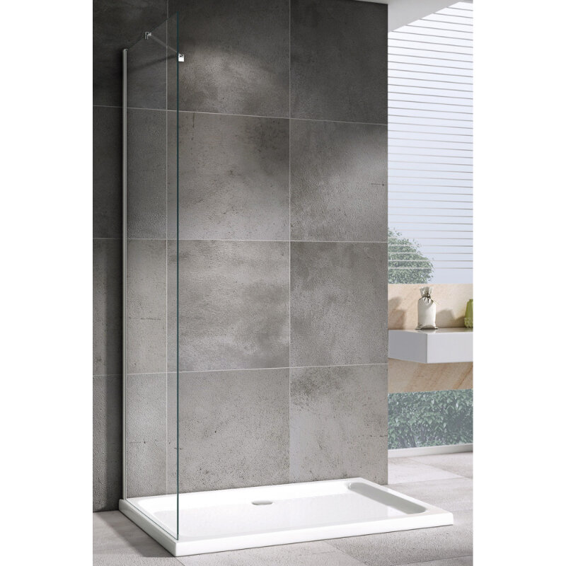 Изображение товара Душевая стенка Abber Zart S71, 70 см, стекло прозрачное, профиль хром