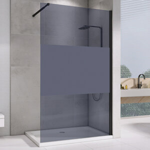 Изображение товара Душевая стенка Abber Immer Offen AG69120BT, со свободным входом, 120 см, стекло тонированное, профиль черный