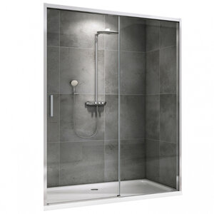 Изображение товара Душевая дверь Abber Komfort AG93140, 140 х 200 см, профиль хром, стекло прозрачное