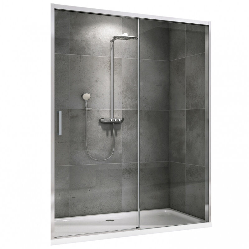 Изображение товара Душевая дверь Abber Komfort AG93170, 170 х 200 см, профиль хром, стекло прозрачное