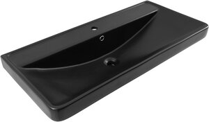Изображение товара Раковина Aquanet Ирис, 00329251, 100 см, фарфор, черная матовая