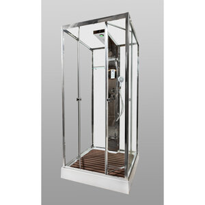 Изображение товара Душевая кабина AvaCan Z111MT, 100 x 100 см, с гидромассажем, с крышей, поддон низкий, стекло прозрачное, профиль хром, 88022