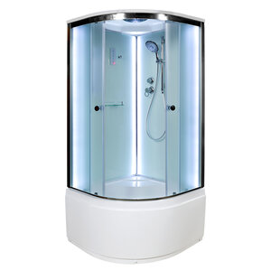 Изображение товара Душевая кабина AvaCan D511SLED, 110 x 110 см, с крышей, высокий поддон, стекло матовое, профиль хром, 88115