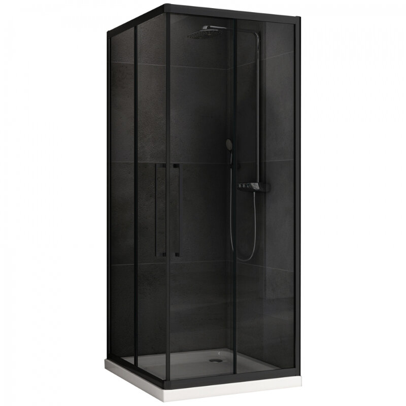 Изображение товара Душевой уголок Abber Schwarzer Diamant AG02080BDTH 80х80 см тонированное стекло черный профиль